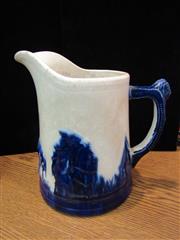 ANTIQUE PAIR OF OLD SLEEPY EYE POTTERNY STONEWARE PITCHERS 6-1/2